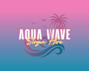 Tropical Beach Wave Vacation logo design