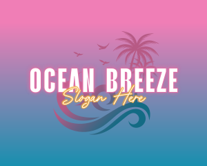 Miami - Tropical Beach Wave Vacation logo design