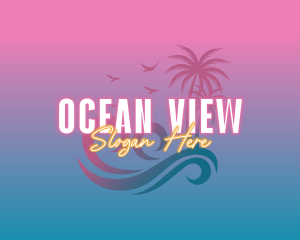 Tropical Beach Wave Vacation logo design