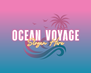 Tropical Beach Wave Vacation logo design