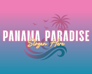 Tropical Beach Wave Vacation logo design