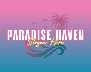 Tropical Beach Wave Vacation logo design