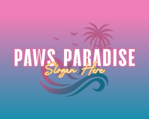 Tropical Beach Wave Vacation logo design