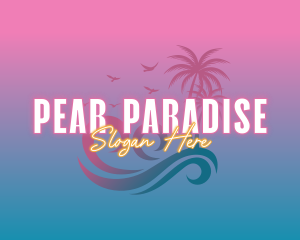 Tropical Beach Wave Vacation logo design