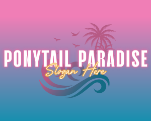 Tropical Beach Wave Vacation logo design