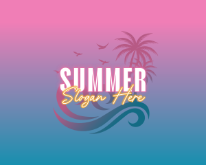 Tropical Beach Wave Vacation logo design