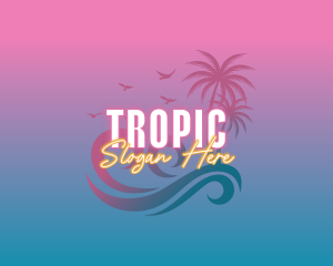 Tropical Beach Wave Vacation logo design