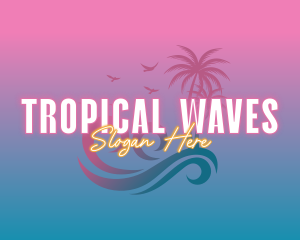 Tropical Beach Wave Tree logo design