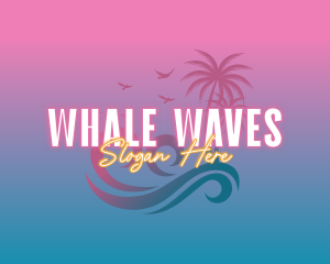 Tropical Beach Wave Vacation logo design