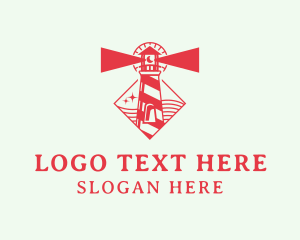 Lighthouse - Red Lighthouse Watchtower logo design