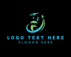 Logistic - Airplane Package Drop Logistics logo design