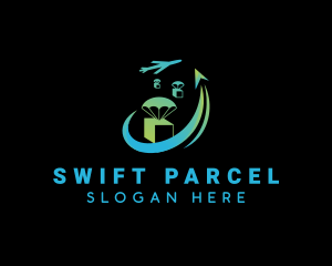 Parcel - Airplane Package Drop Logistics logo design