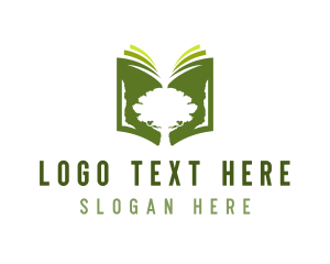 Library - Tree Book Library logo design