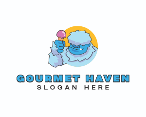 Yeti Sundae Dessert logo design