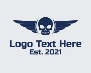 Skull And Crossbones - Gaming Wing Skull logo design