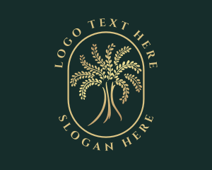 Wealth - Natural Golden Tree logo design