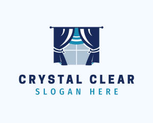 Window Cleaning - Window Curtain Drapery logo design