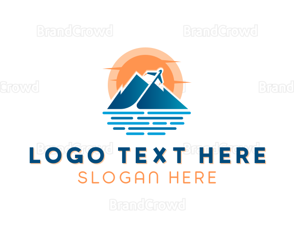 Mountain Airplane Travel Logo