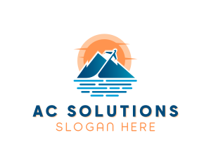 Mountain Airplane Travel  logo design