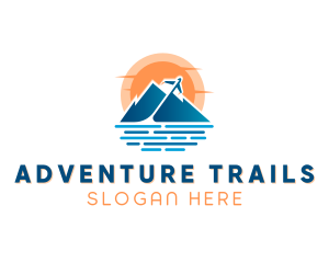 Mountain Airplane Travel  logo design