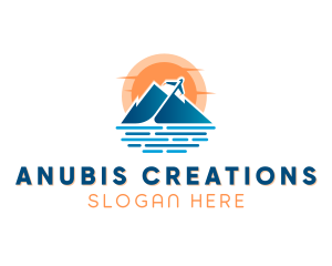 Mountain Airplane Travel  logo design