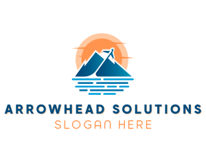 Mountain Airplane Travel  logo design