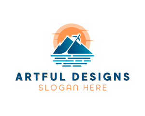 Mountain Airplane Travel  logo design