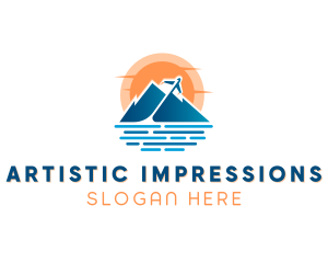 Mountain Airplane Travel  logo design