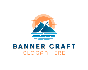 Mountain Airplane Travel  logo design