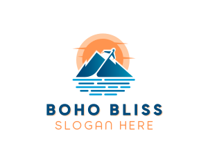 Mountain Airplane Travel  logo design