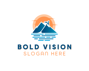 Mountain Airplane Travel  logo design