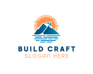 Mountain Airplane Travel  logo design