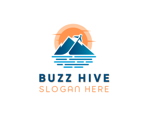 Mountain Airplane Travel  logo design