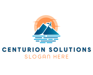 Mountain Airplane Travel  logo design