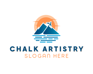 Mountain Airplane Travel  logo design