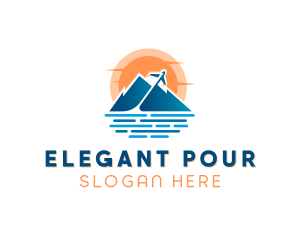 Mountain Airplane Travel  logo design