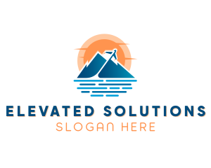 Mountain Airplane Travel  logo design