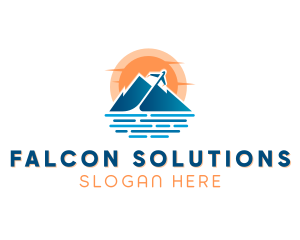 Mountain Airplane Travel  logo design