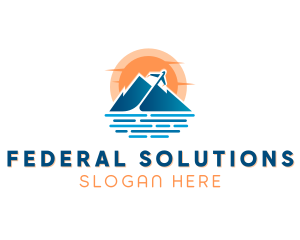 Mountain Airplane Travel  logo design