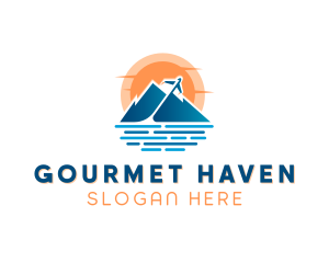 Mountain Airplane Travel  logo design