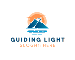 Mountain Airplane Travel  logo design