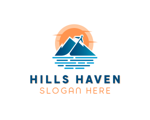 Mountain Airplane Travel  logo design