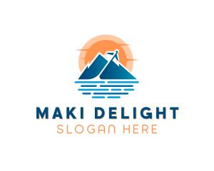 Mountain Airplane Travel  logo design