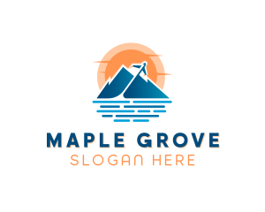 Mountain Airplane Travel  logo design