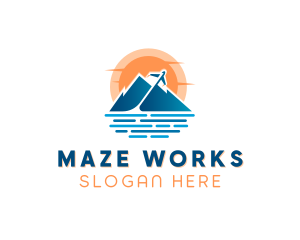 Mountain Airplane Travel  logo design