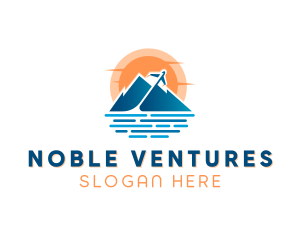 Mountain Airplane Travel  logo design