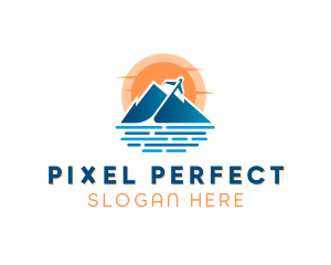 Mountain Airplane Travel  logo design