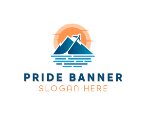 Mountain Airplane Travel  logo design