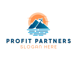 Mountain Airplane Travel  logo design