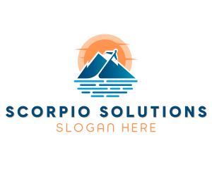 Mountain Airplane Travel  logo design